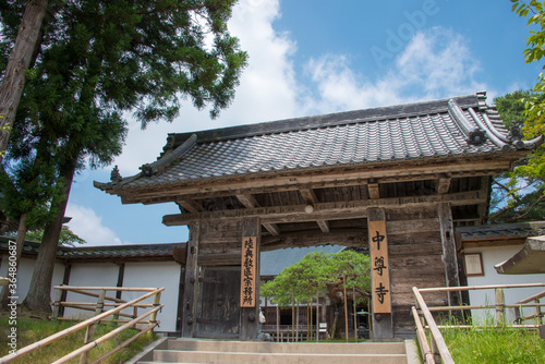 Chusonji Temple in Hiraizumi, Iwate, Japan. Chusonji Temple is part of World Heritage Site - Historic Monuments and Sites of Hiraizumi. © beibaoke