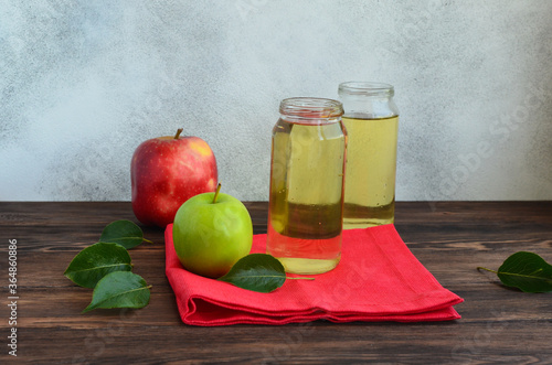 Apples and fruit. Autumn harvest. Apple juice. A healthy drink for health. Diet concept