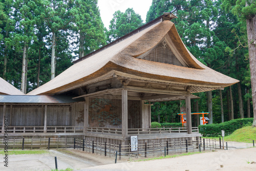 Noh theater at Hakusan-Jinja Shrine in Hiraizumi, Iwate, Japan. It is part of Important Cultural Property of Japan. photo