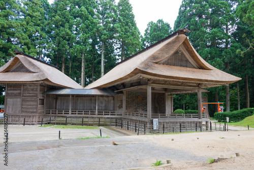 Noh theater at Hakusan-Jinja Shrine in Hiraizumi, Iwate, Japan. It is part of Important Cultural Property of Japan. photo