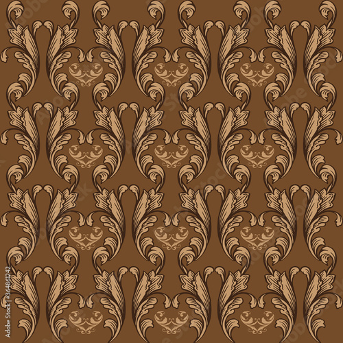 Beautiful flower design on Jogja batik with soft brown color design