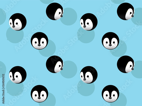 Ball Animal Character Baby Penguin Cute Cartoon Background Wallpaper-01