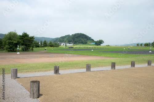 Yanagi Palace Site in Hiraizumi, Iwate, Japan. a famous historic site. photo