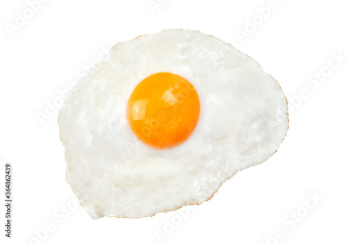 Fried egg isolated on white background.