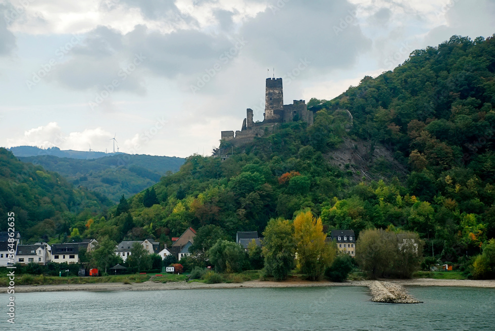 Castle photographed at the margins of the Rhein river, in Germany. Picture made in 2009.