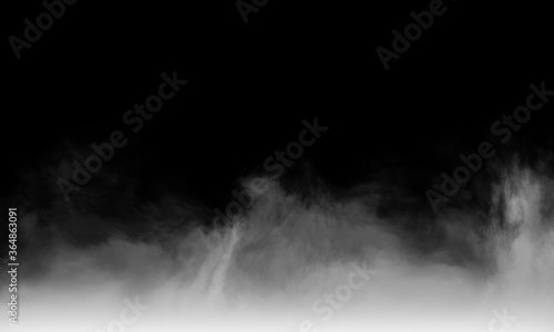 White gray smoke Isolated on black color dark horror background. Use for concept design Halloween Spooky night.