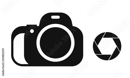 Icon set camera and lens icon. World Photography Day August 19th. Selfies and photo albums. Vector on a white background