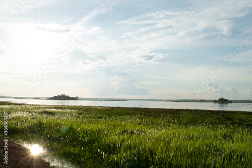 Blusky before sunset at the Sang Khom reservoir Udonthani