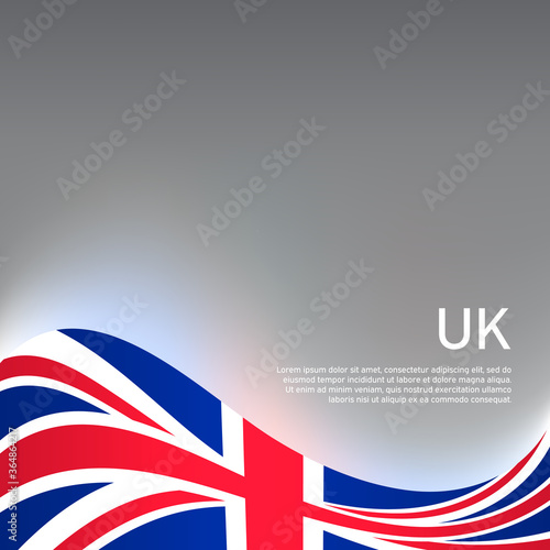 Free Download Great Britain wavy glowing flag on a gray glossy background. National poster of the united kingdom. Great britain state patriotic cover, banner. UK flag pattern. Vector - GFXLoad