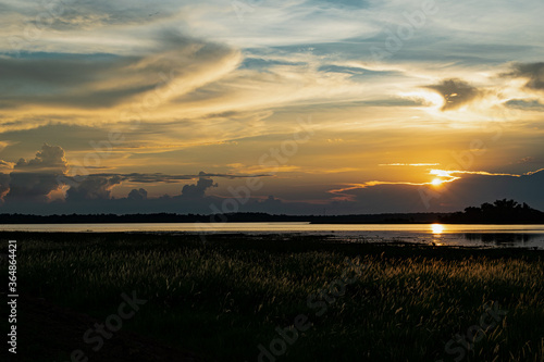 sunset at Namphan small lake Sang khom Udonthani.