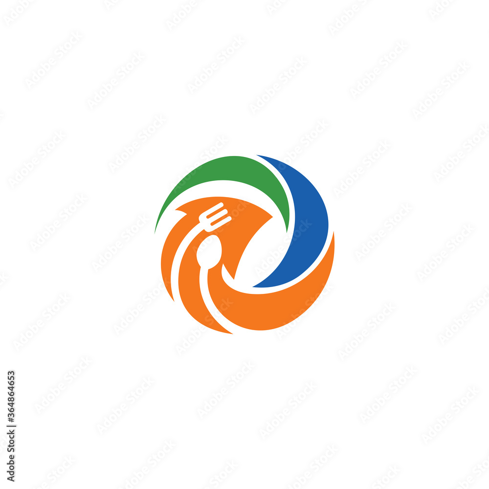 Fototapeta premium Logo template of restaurant and arrow. Simple flat style. Vector logo template ready for use.