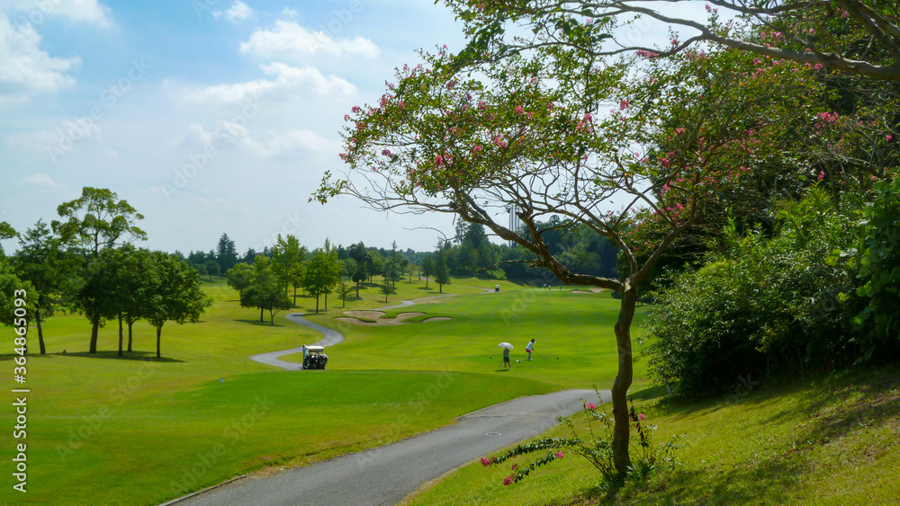 Obraz premium 全体的にフラットで景観が美しい茨城県の「ザ・インペリアルカントリークラブ」