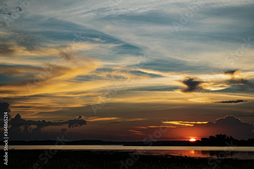 sunset at Namphan small lake Sang Khom Udonthani