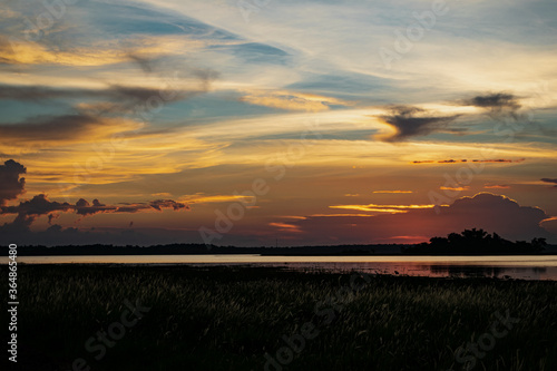 After the sunset at Namphan small lake Sang Khom Udonthani