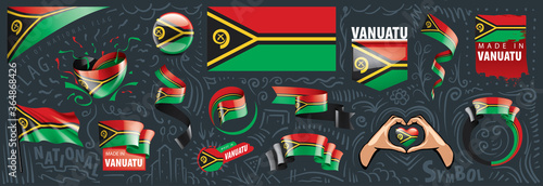 Vector set of the national flag of Vanuatu in various creative designs