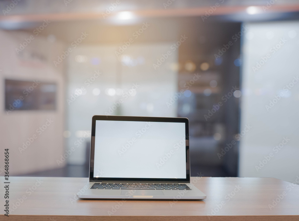 Fototapeta premium modern office interior with laptop, Modern technology and communication concept.