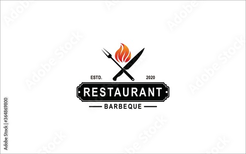icon knife grill barbeque logo symbol icon design inspiration.