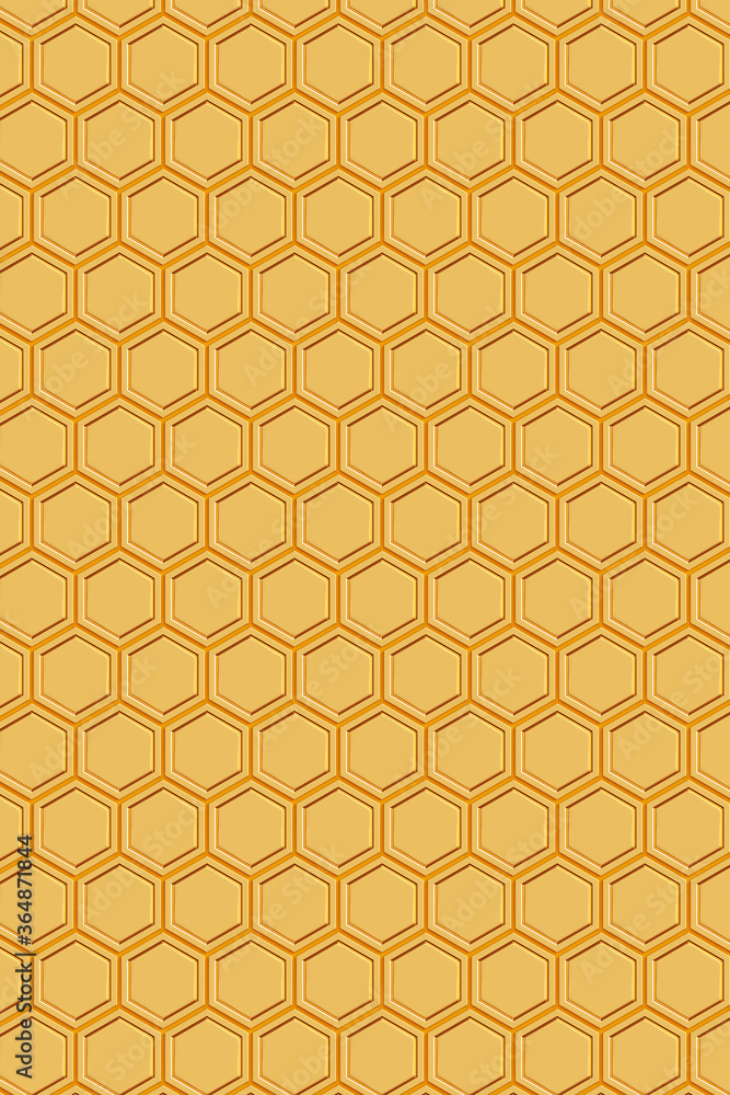 3D rendering Honey Drip and Honeycomb Background.