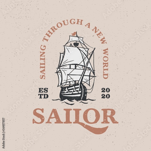 sailing boat vintage logo vector icon illustration