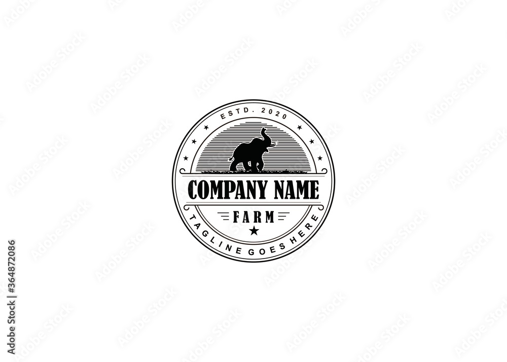  Retro Vintage Cattle / Beef Emblem Label logo design and elephant symbol inspiration