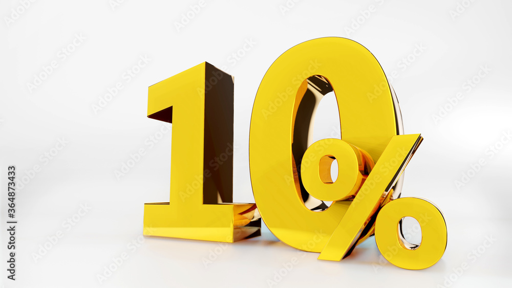 10% Golden symbol , 3D render 10% Golden symbol , 3D render