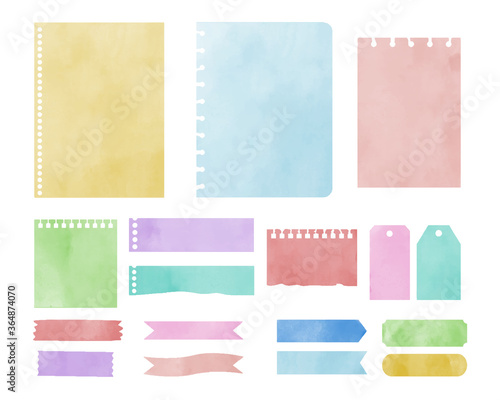 水彩風　カラフルなメモ用紙セット