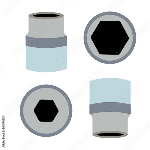 Socket Wrench. Ratchet used to unwind or tighten nuts and bolts are on the white background. ratchet hand tools. Vector illustration.