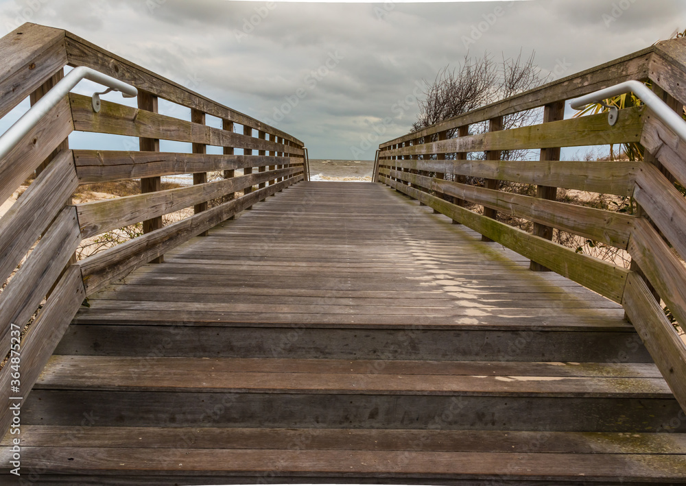 Obraz premium Boardwalk To Great Dunes Beach, Jekyll Island, Georgia, USA