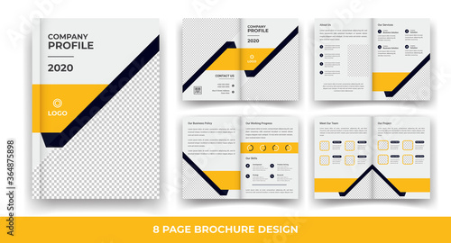 8 Pages creative business brochure template and simple & minimal design template	
