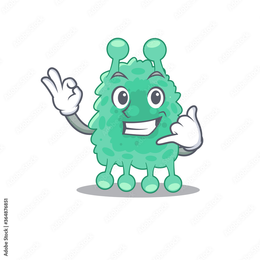 Caricature design of azotobacter vinelandii showing call me funny gesture Caricature design of azotobacter vinelandii showing call me funny gesture