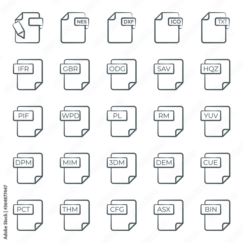 
Line Icons Set of File Types
