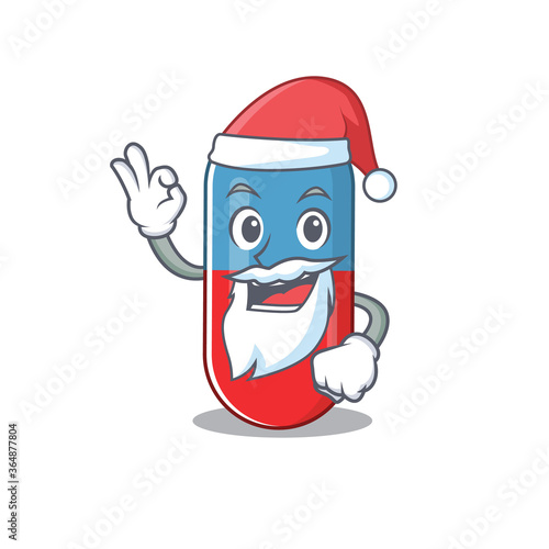 cartoon character of pills drug Santa with cute ok finger