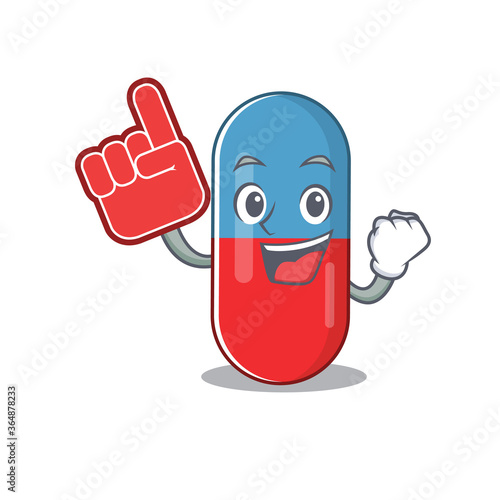 Pills drug in cartoon picture design with Foam finger