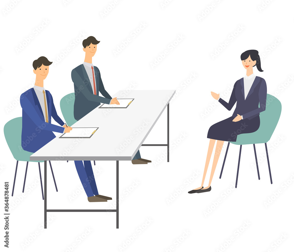 面接 転職 就職活動 就活 面接官 ベクターイラスト 面接 転職 就職活動 就活 面接官 ベクターイラスト