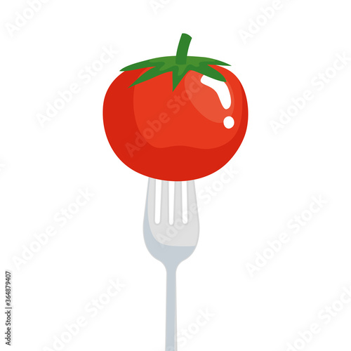 tomato on fork design, Vegetable organic food healthy fresh natural and market theme Vector illustration