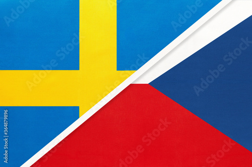 Sweden and Czech Republic or Czechia  symbol of national flags. Championship between two European countries.