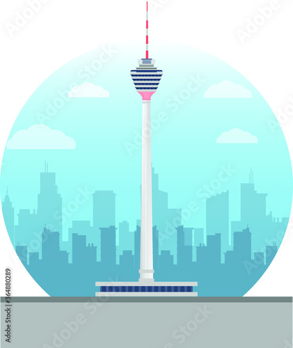 Digital Illustration of Kuala Lumpur Tower in Kuala Lumpur Malaysia