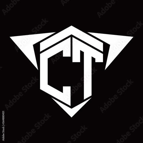 CT Logo monogram with wings arrow around design template