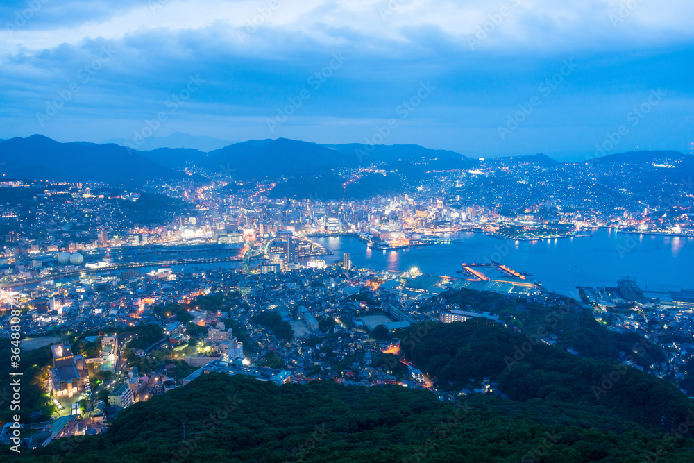 Night View from the top of Mount Inasa in Nagasaki, Japan.