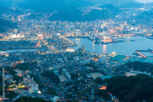 Night View from the top of Mount Inasa in Nagasaki  Japan.