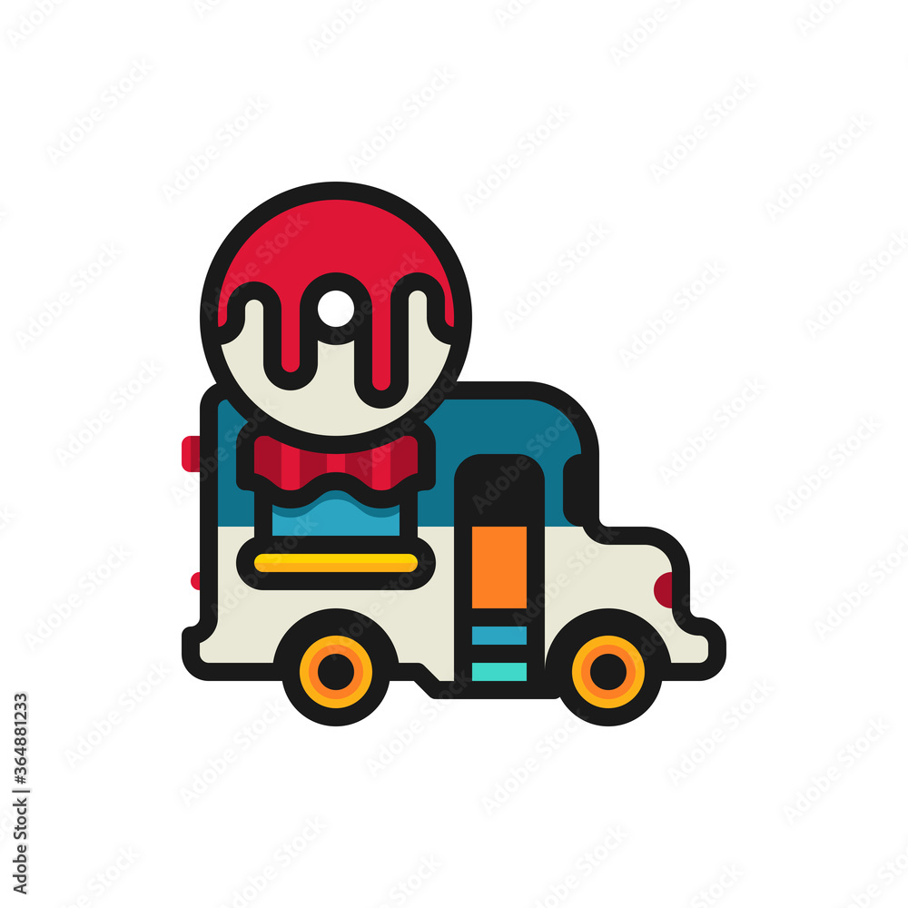 Food truck, delivery filled outline icons. Vector illustration. Editable stroke. Isolated icon suitable for web, infographics, interface and apps. Food truck, delivery filled outline icons. Vector illustration. Editable stroke. Isolated icon suitable for web, infographics, interface and apps.