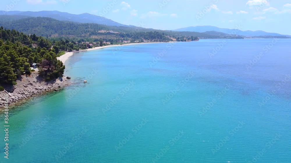 Beautiful tropic sea with rocky coast and beach. Exotic destination. Aerial view Beautiful tropic sea with rocky coast and beach. Exotic destination. Aerial view