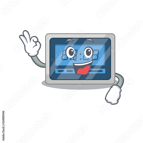 Digital timer mascot design style showing Okay gesture finger