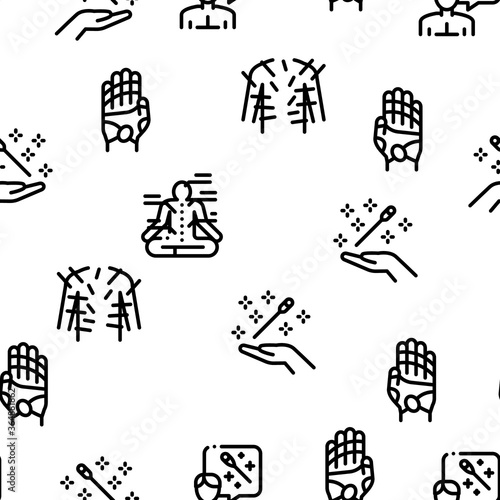 Acupuncture Therapy Seamless Pattern Vector Thin Line. Illustrations