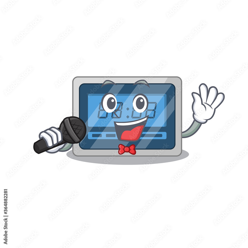 cartoon character of digital timer sing a song with a microphone cartoon character of digital timer sing a song with a microphone
