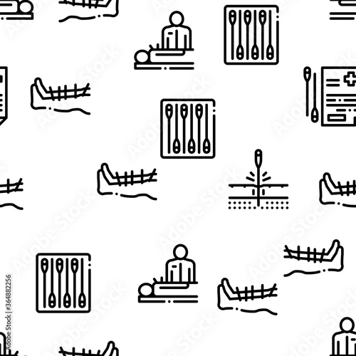 Acupuncture Therapy Seamless Pattern Vector Thin Line. Illustrations