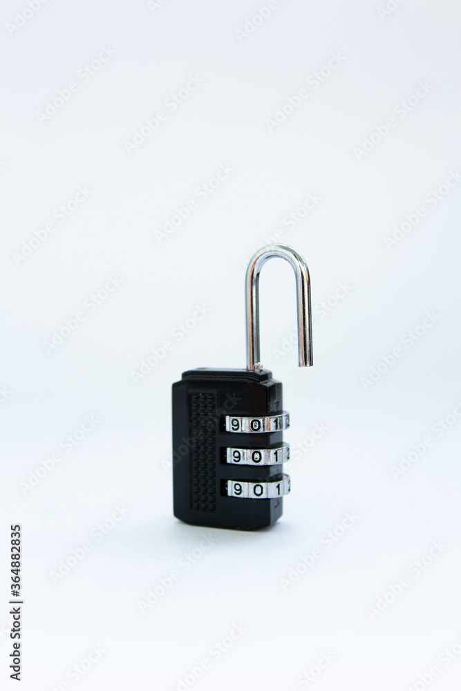 black combination lock for a suitcase on a white black combination lock for a suitcase on a white