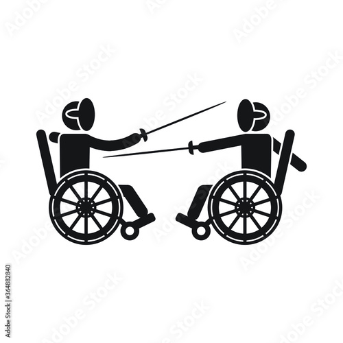 Disabled sports icon. Fencing disabled icon. Vector.