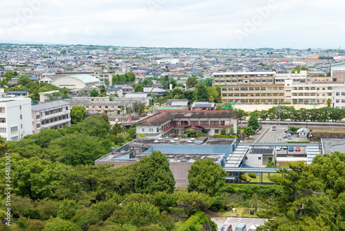 Shimabara city view from Shimabara castle in Shimabara, Nagasaki, Japan.