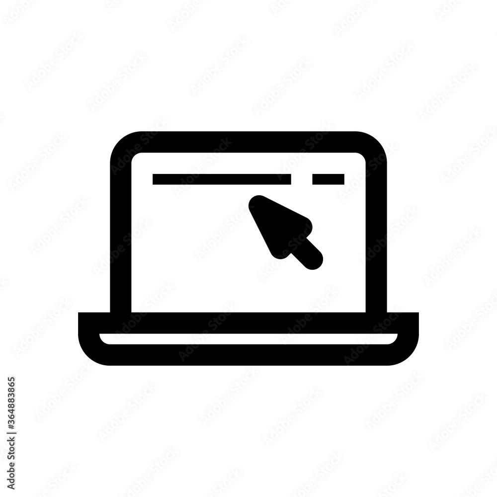 Laptop icon. Concept of cursor click on website. Vector illustration. Laptop icon. Concept of cursor click on website. Vector illustration.